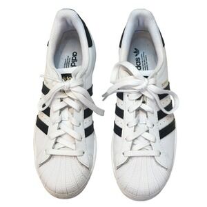 Classic Adidas Superstar White with Black 3-Stripes Size 7